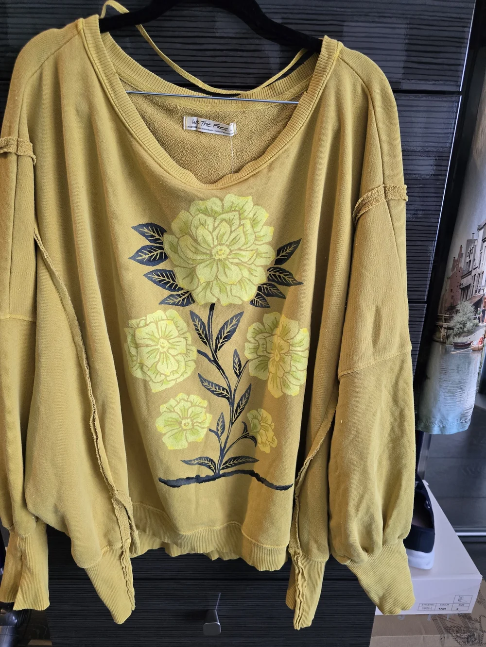 We The Free Mustard Floral Oversized Camden Sweatshirt, NWT, Size M - Picture 2 of 8